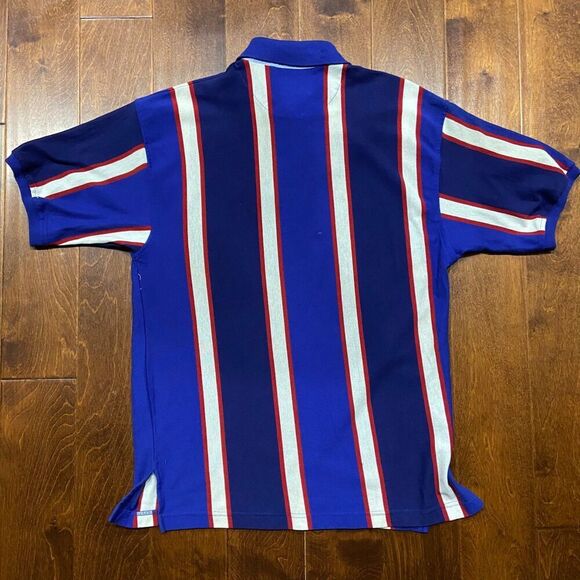 Bugle Boy Vintage 90s Blue White Red USA Striped Polo Shirt Men's Size Large - Picture 6 of 9